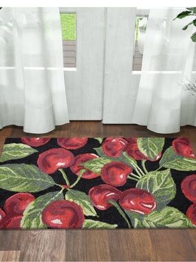 Holiday throw rug.   NEW. Cherries